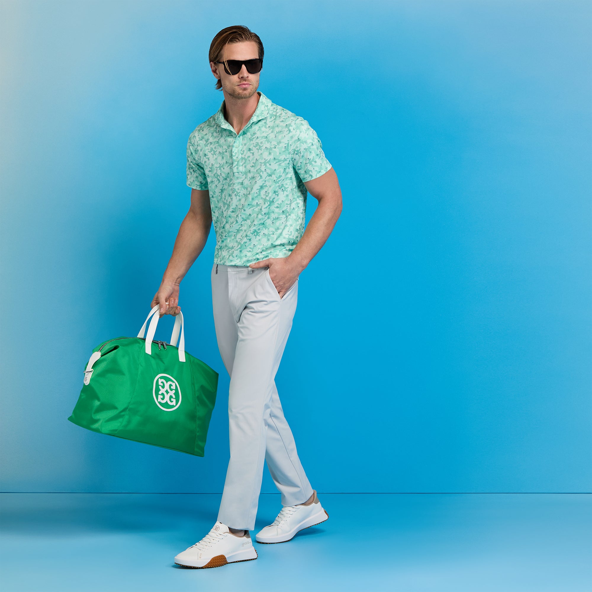 G/FORE Mapped Icon Camo Tech Jersey Mens Golf Polo Menthol